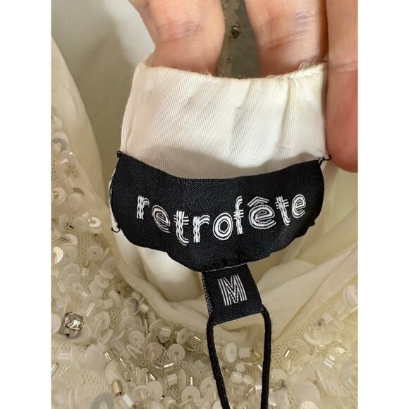 Retrofete Frieda Maxi Dress Sequin Embellished Evening Party Cocktail White Sz M - Picture 10 of 12